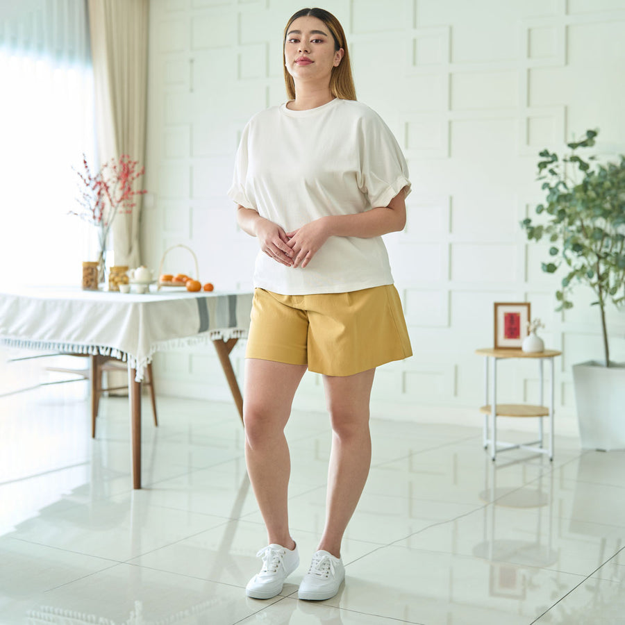 Relaxed-Fit Pleated Short Sleeve Top