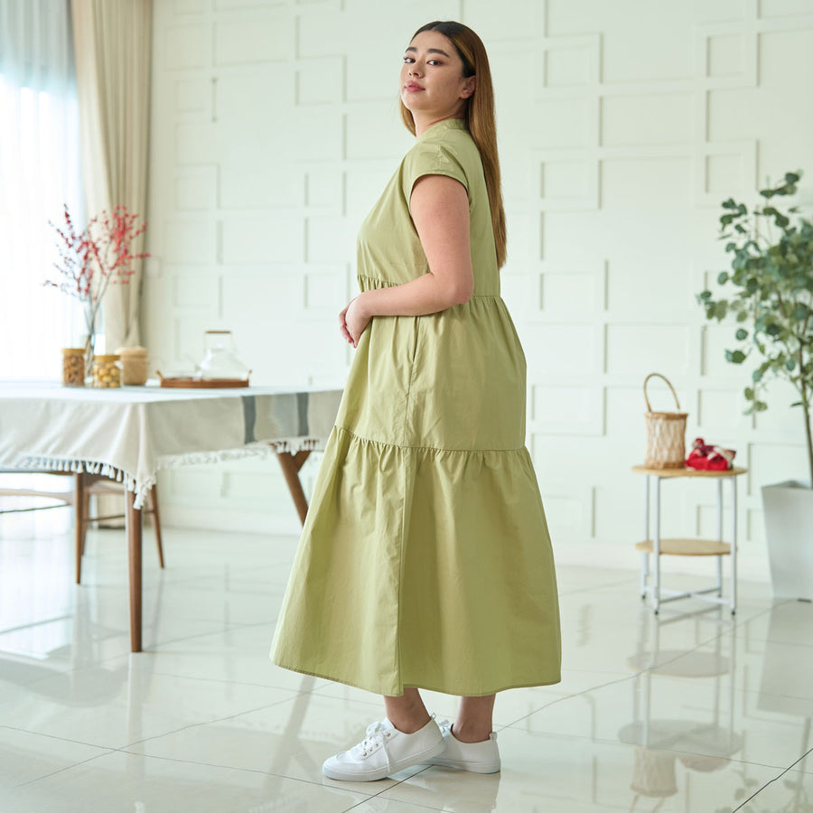 Button Up Tiered Maxi Dress