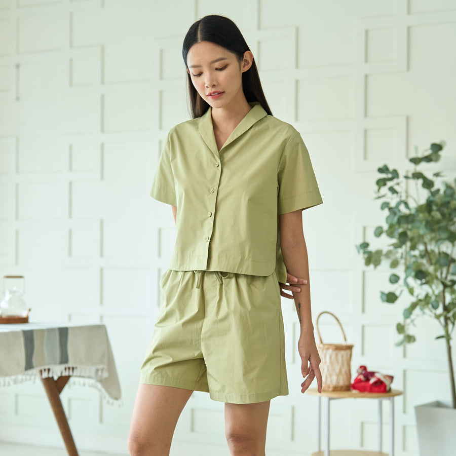 Shawl Collar Short Sleeve Shirt