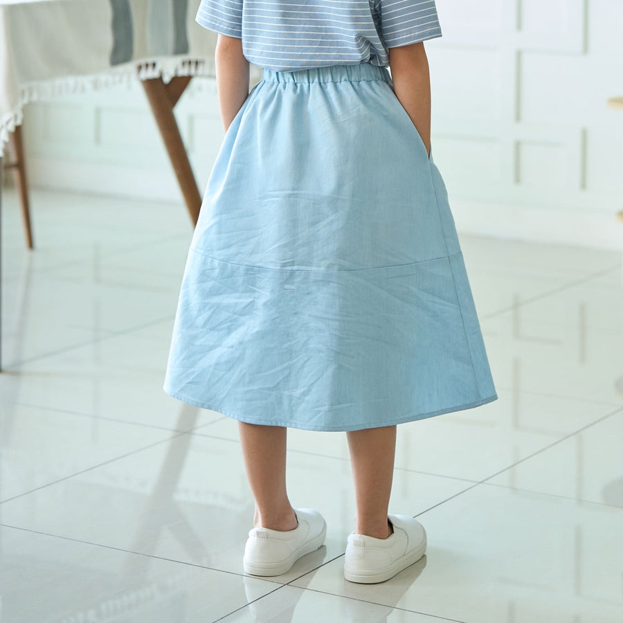 Girl Elasticated Panel A-line Maxi Skirt