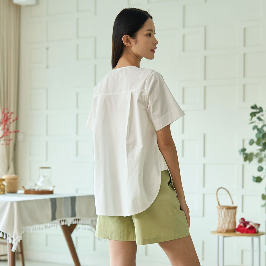 Box Pleat Short Sleeve Shirt