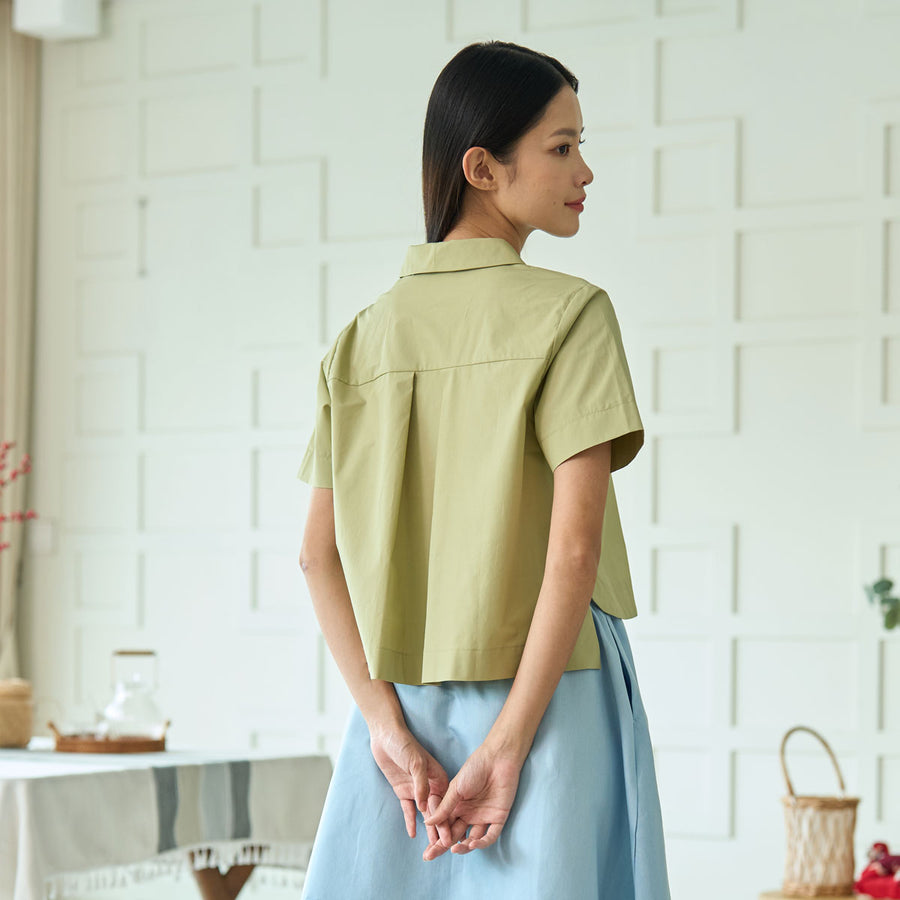 Shawl Collar Short Sleeve Shirt