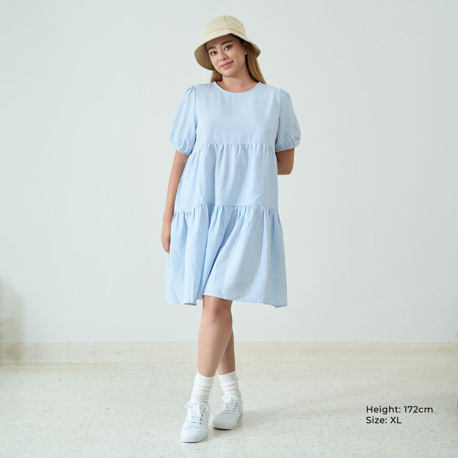 Relaxed-Fit Tiered Midi  Dress