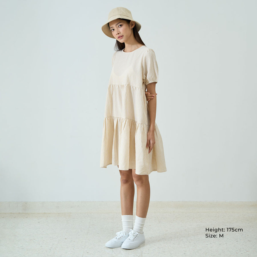 Relaxed-Fit Tiered Midi  Dress