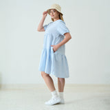 Relaxed-Fit Tiered Midi  Dress