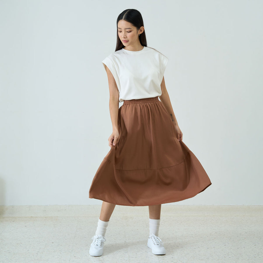 Elasticated A-Line Maxi Skirt