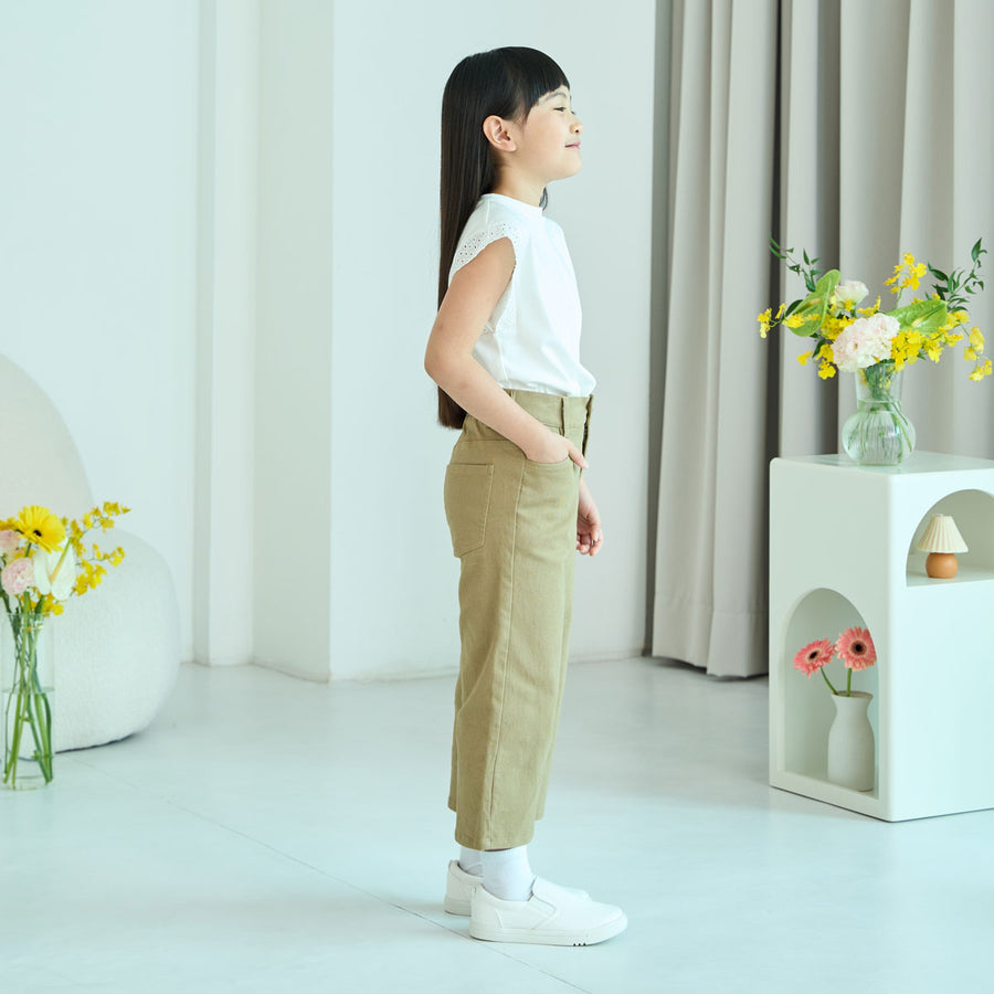 Girl Straight-Leg Twill Stretchy Pants