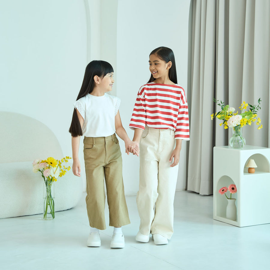 Girl Straight-Leg Twill Stretchy Pants