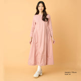 Side Waist Pleated Long Sleeve Dress