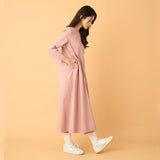 Side Waist Pleated Long Sleeve Dress